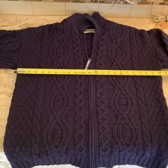 Men’s Aran Crafts Merino Wool Zip Front Cardigan Size Large - Picture 7 of 7